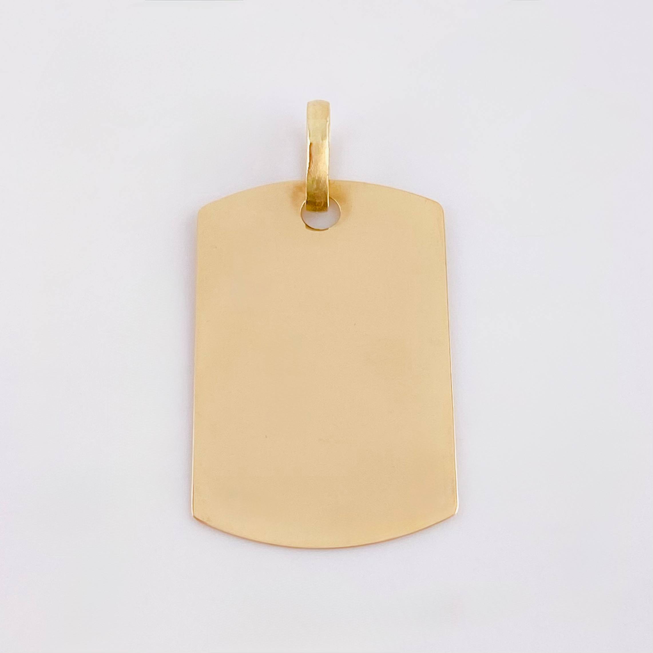 Oval Rectangular Plate Pendant 1.5gr / 1 in / Yellow Gold 18K ©