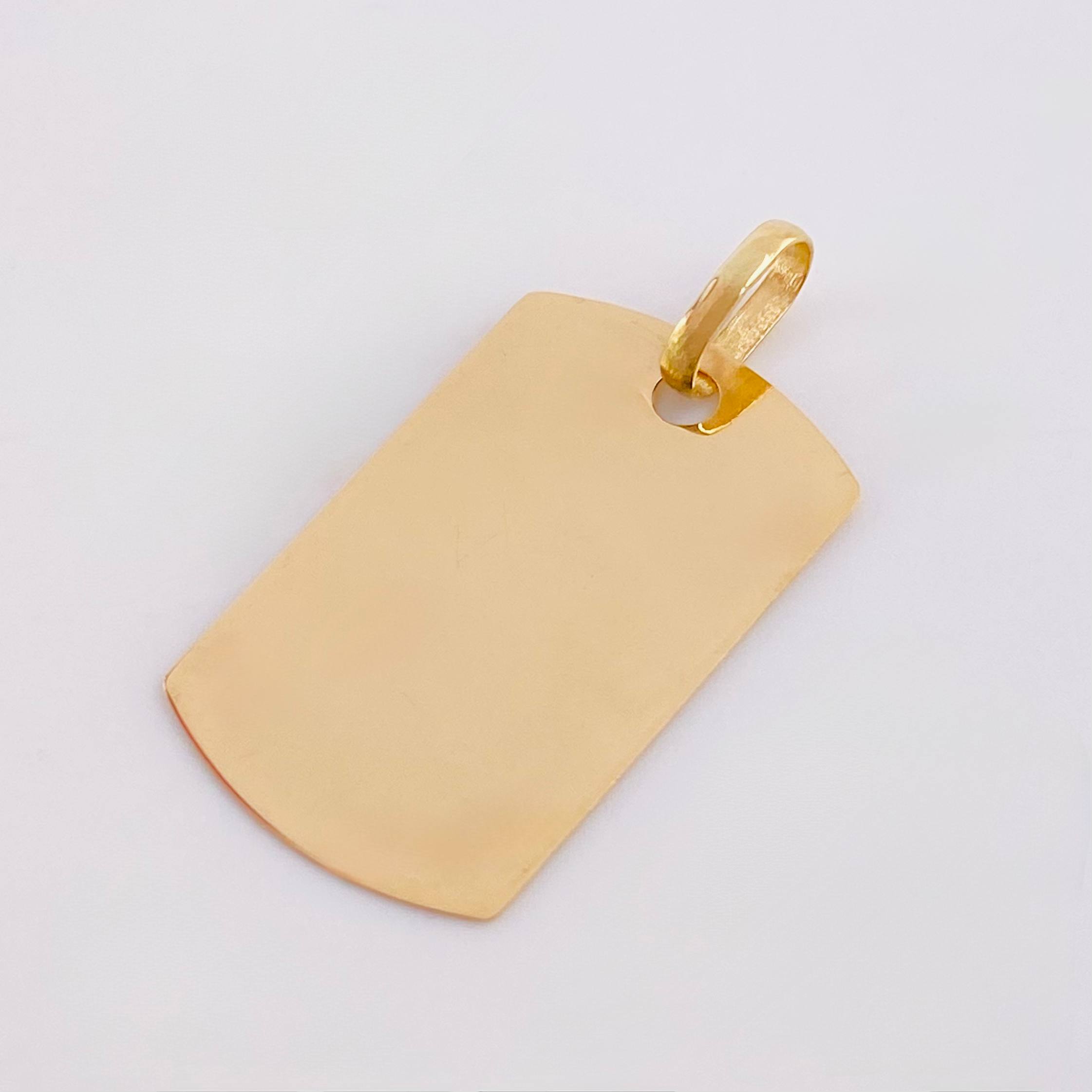 Oval Rectangular Plate Pendant 1.5gr / 1 in / Yellow Gold 18K ©