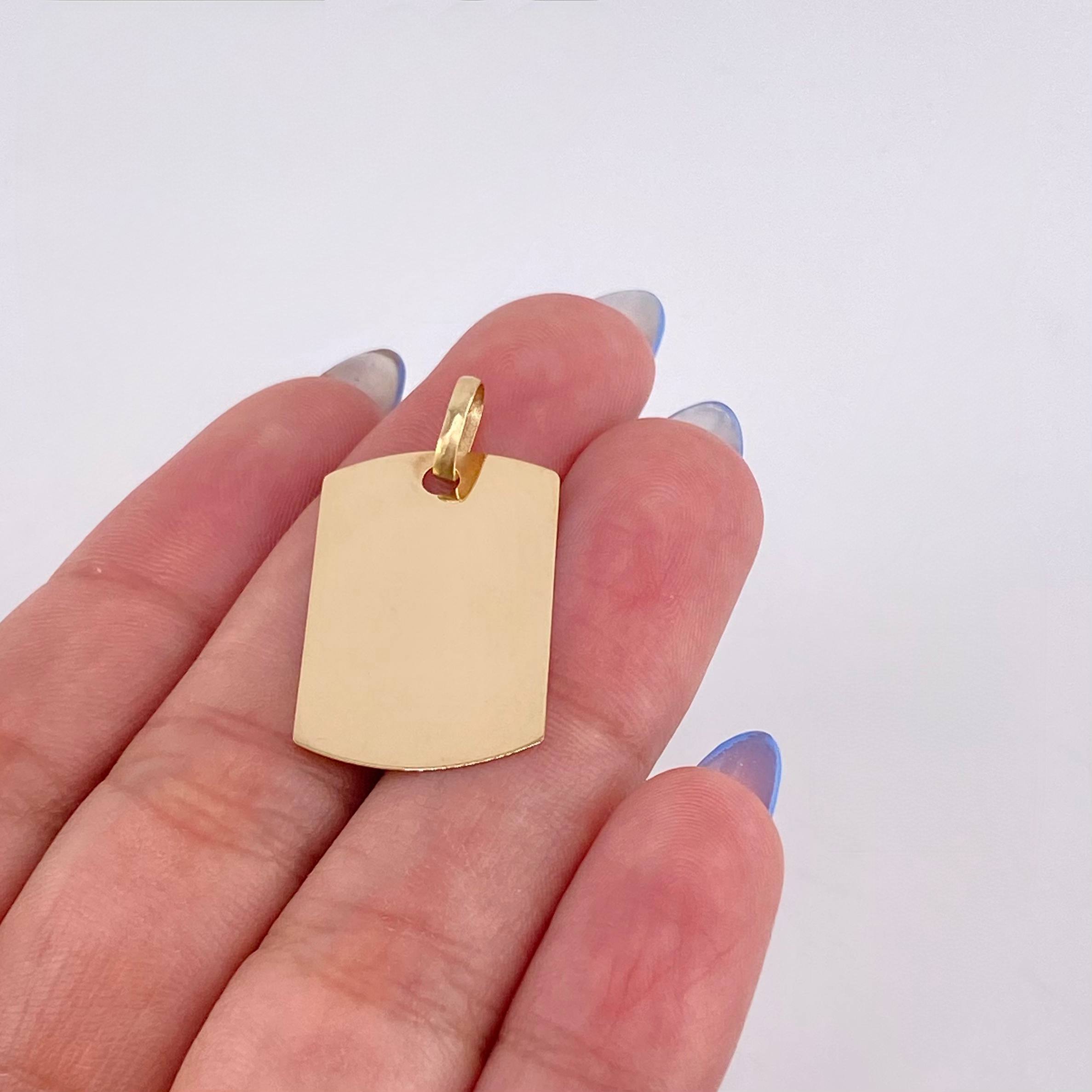 Oval Rectangular Plate Pendant 1.5gr / 1 in / Yellow Gold 18K ©