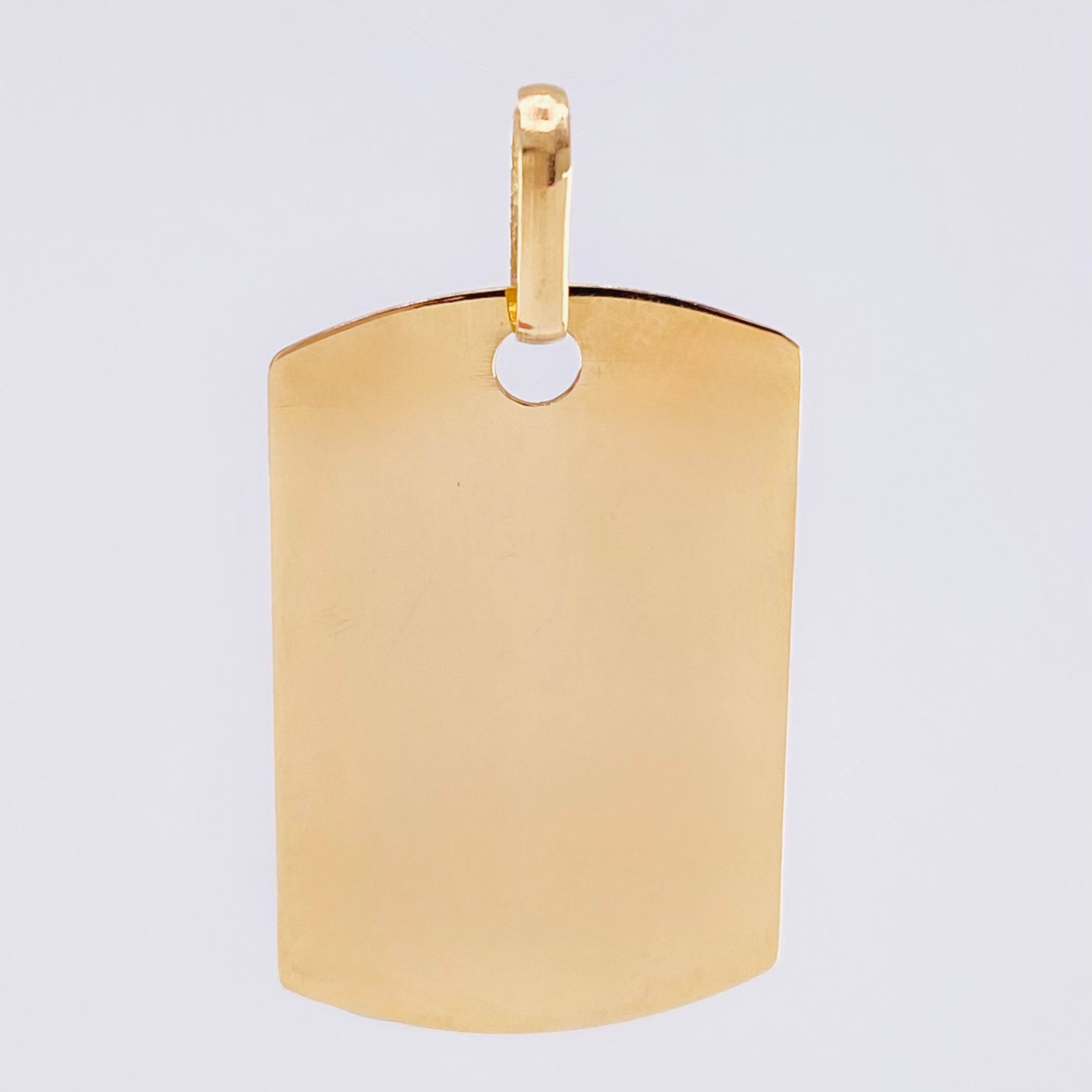 Oval Rectangular Plate Pendant 1.5gr / 1 in / Yellow Gold 18K ©