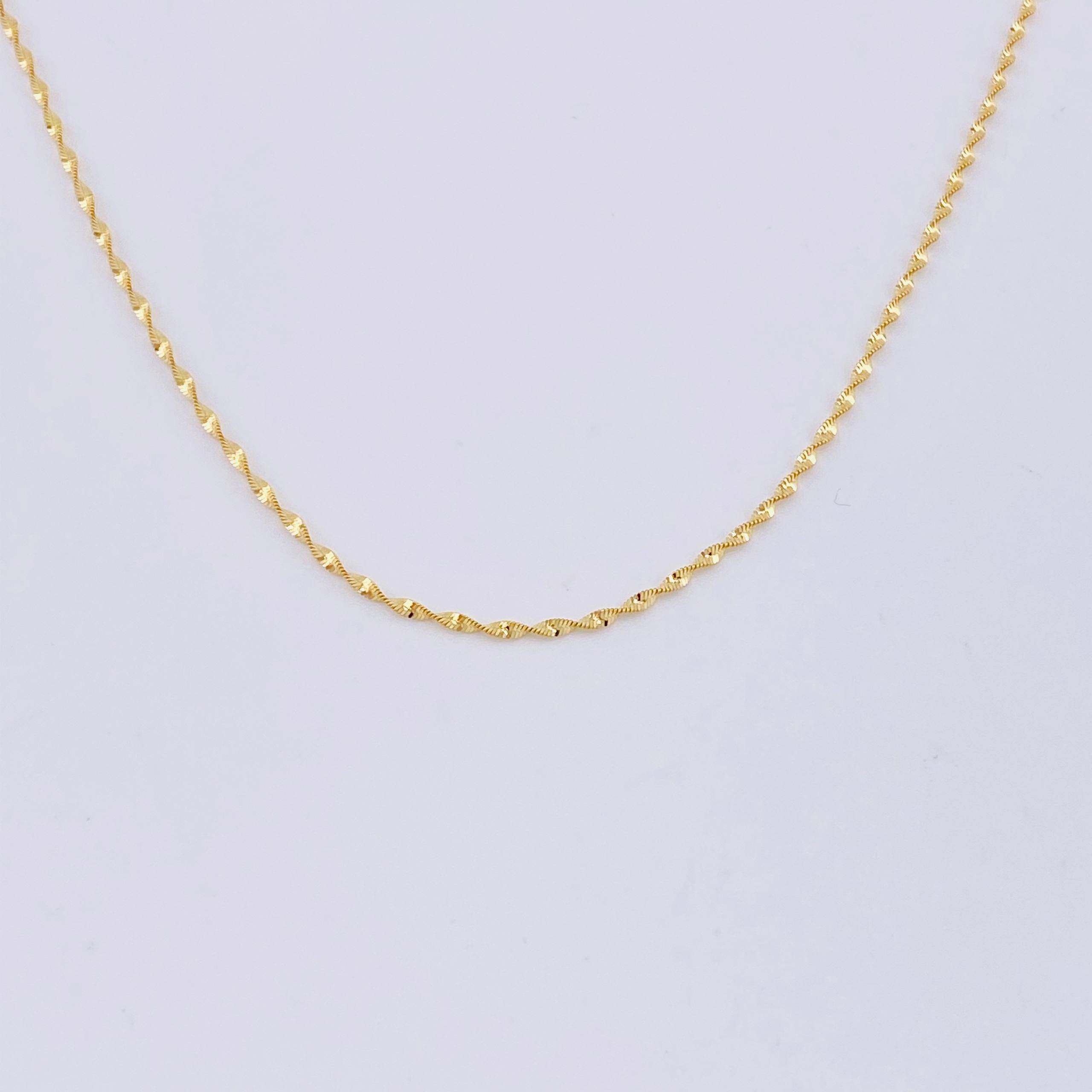 Cadena Espirar Bordeada 2.9gr / 19 3/4 in / 1.5mm Oro Amarillo +3 18K