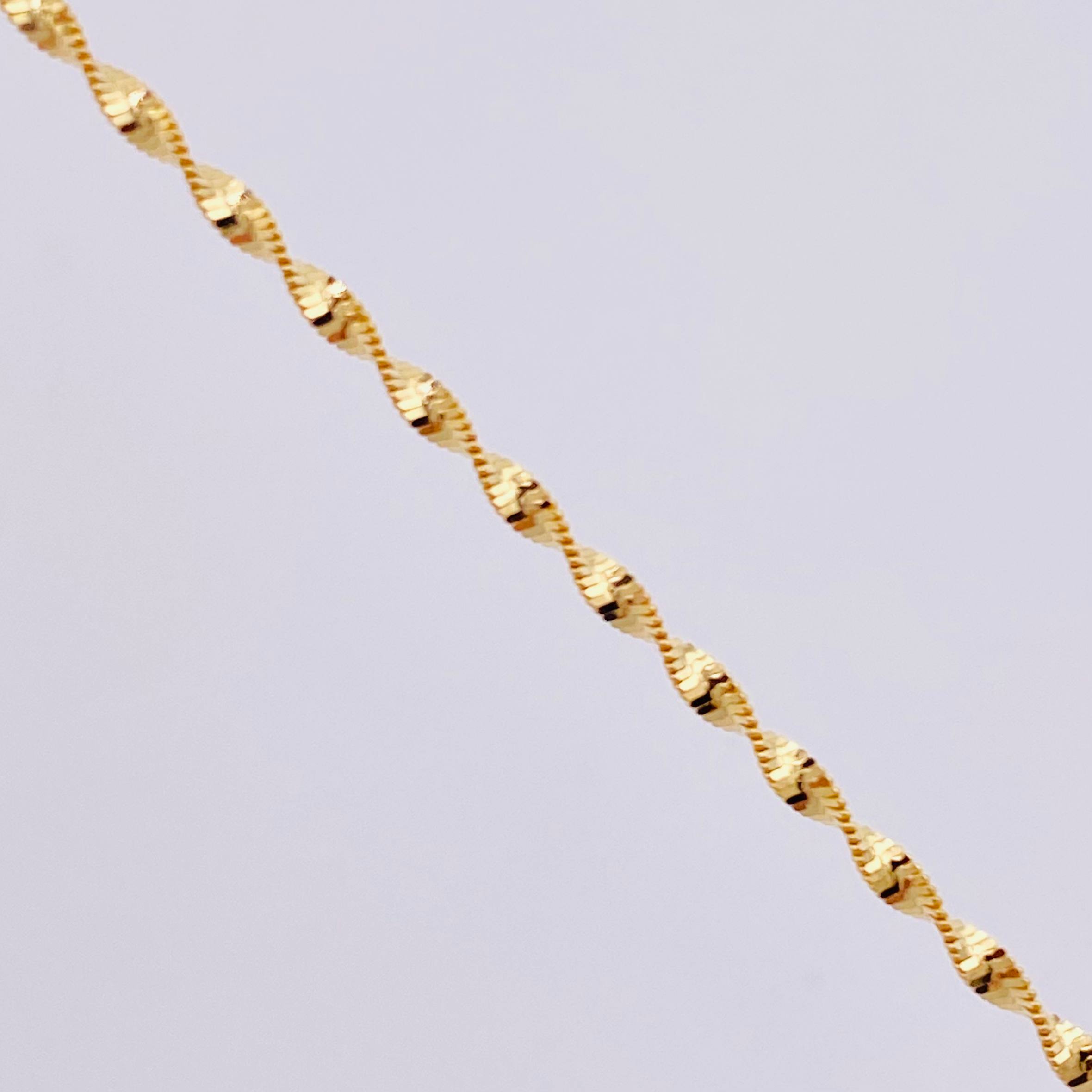 Cadena Espirar Bordeada 2.9gr / 19 3/4 in / 1.5mm Oro Amarillo +3 18K *