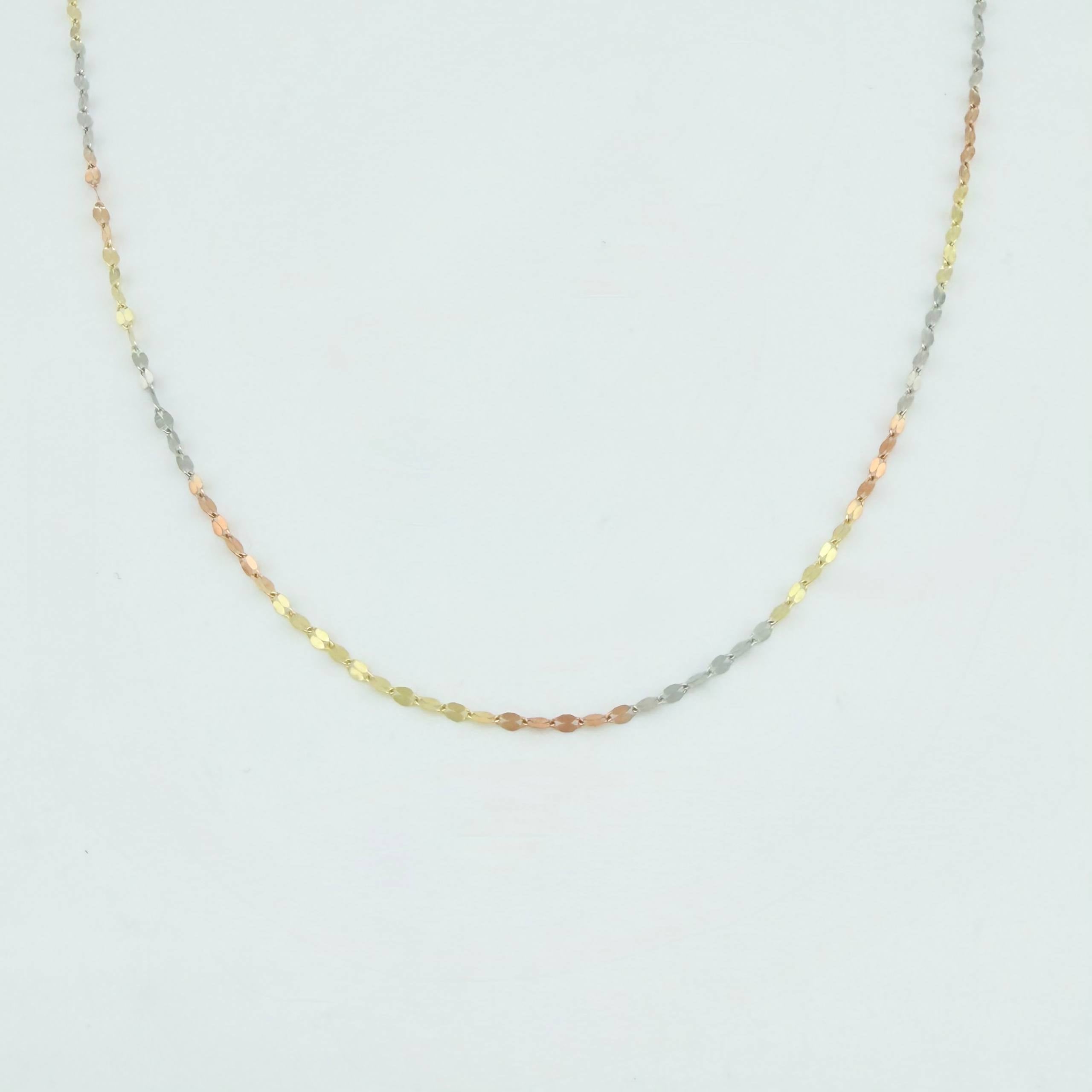 Mirror Flower Chain 0.8 g / 19 3/4 in / 1.1 mm Three Golds 18K