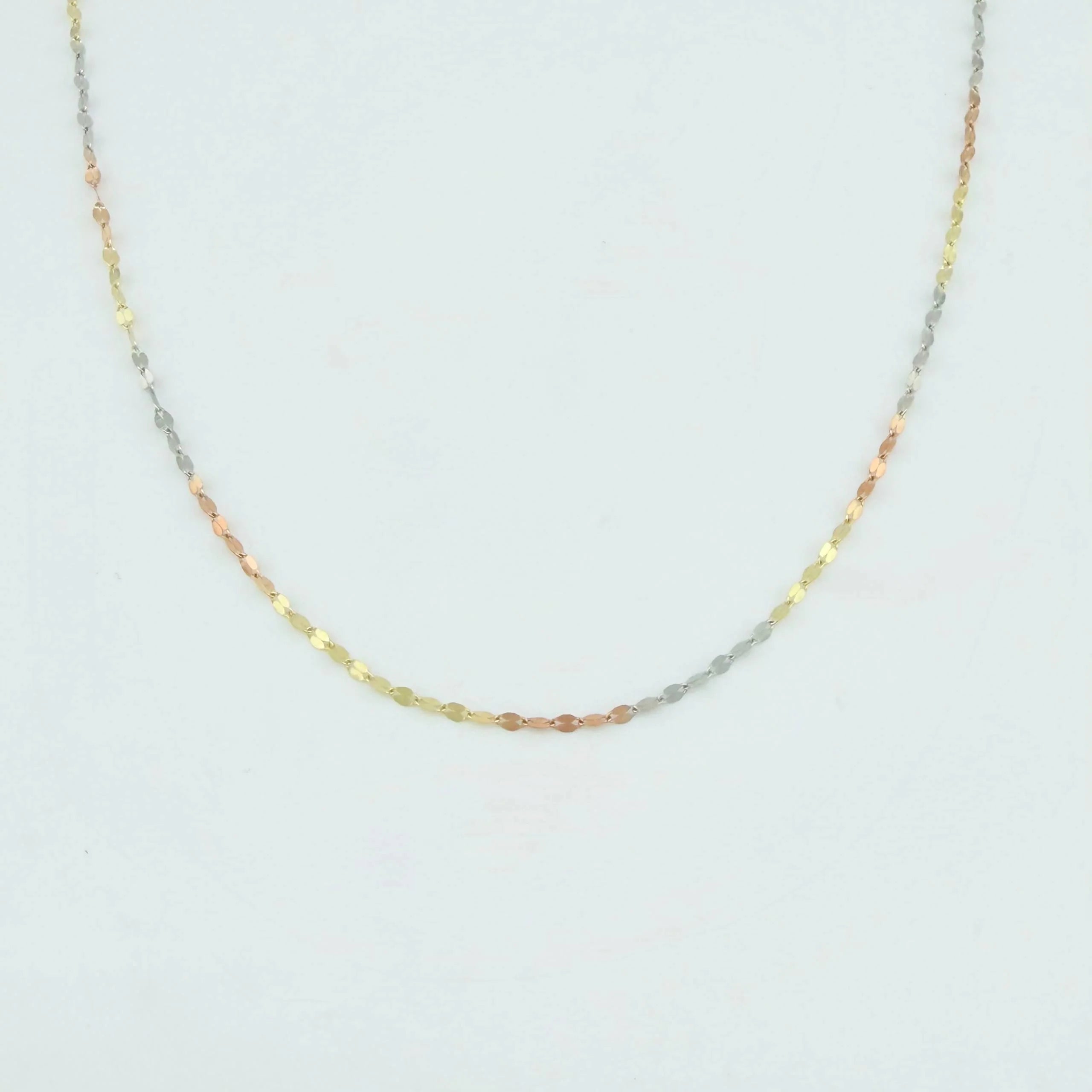 Mirror Flower Chain 0.75 g / 19 3/4 in / 0.3 mm Three Golds 18K