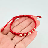 Pulsera Roja Cilindro Central 5und / 4mm-5mm Oro Amarillo 18K  (A.C)