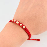 Pulsera Roja Cilindro Central 5und / 4mm-5mm Oro Amarillo 18K  (A.C)