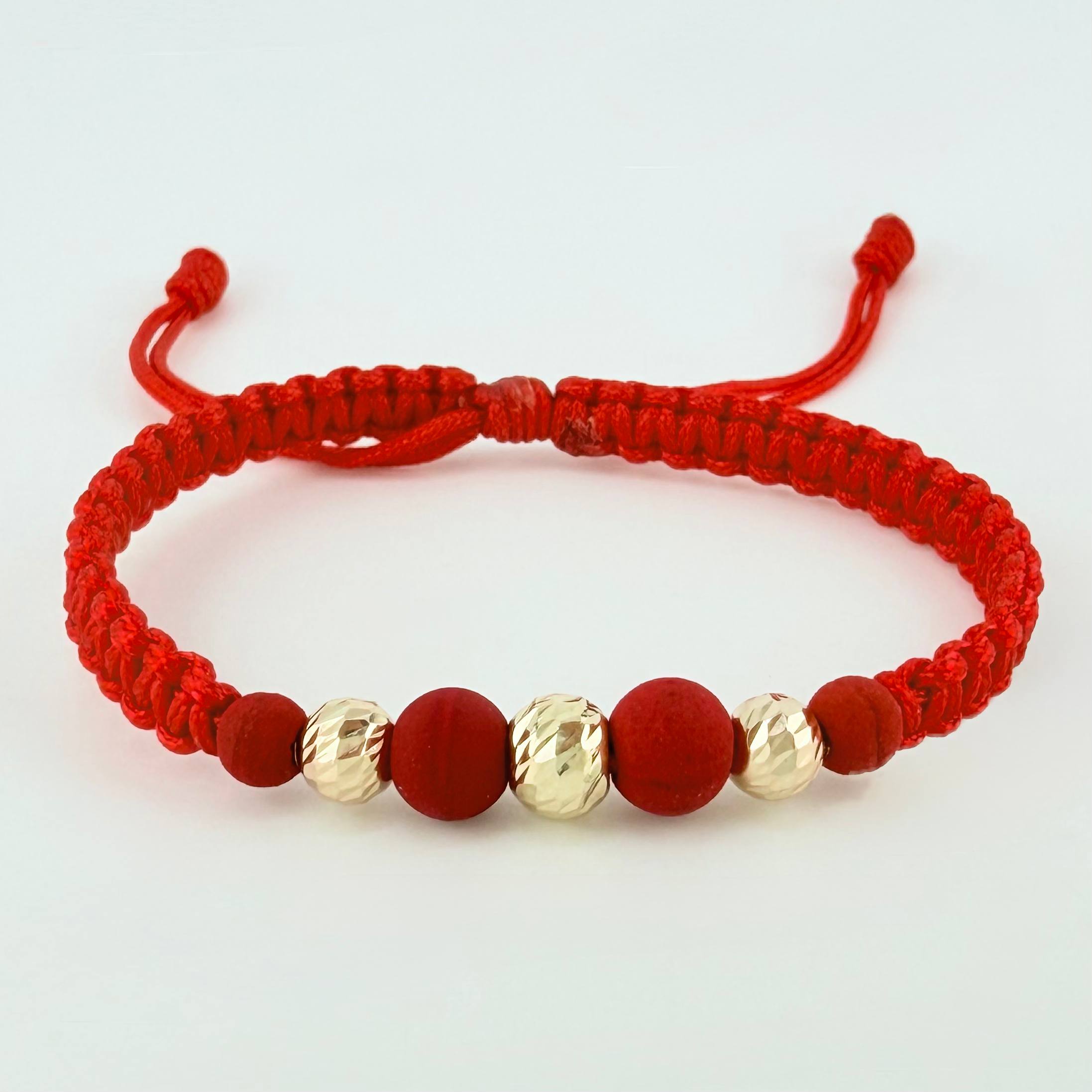 Pulsera Roja Neo Rayado 3und / 5mm-6mm Oro Amarillo 18K  (A.C)