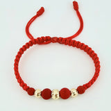 Pulsera Roja Neo Rayado 3und / 5mm-6mm Oro Amarillo 18K  (A.C)