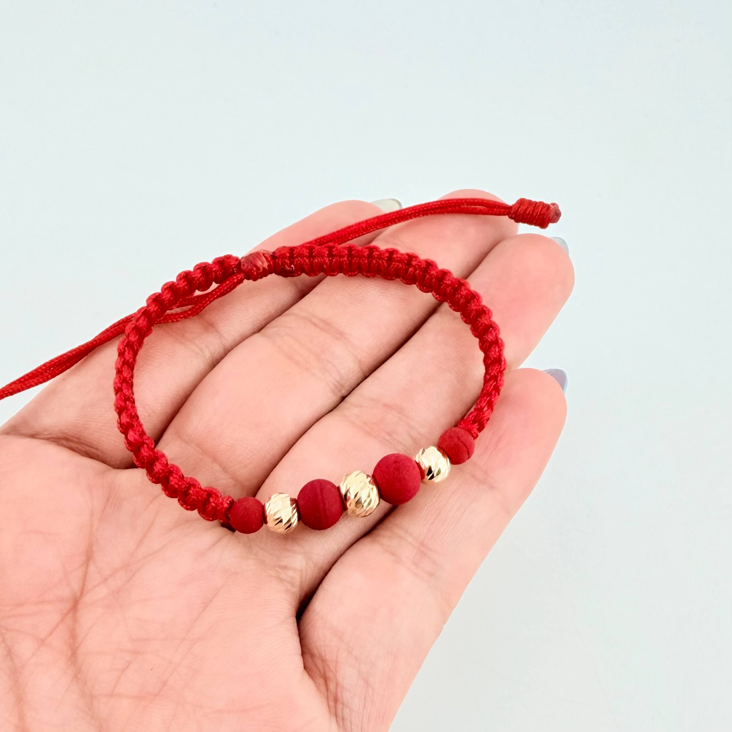 Pulsera Roja Neo Rayado 3und / 5mm-6mm Oro Amarillo 18K  (A.C)
