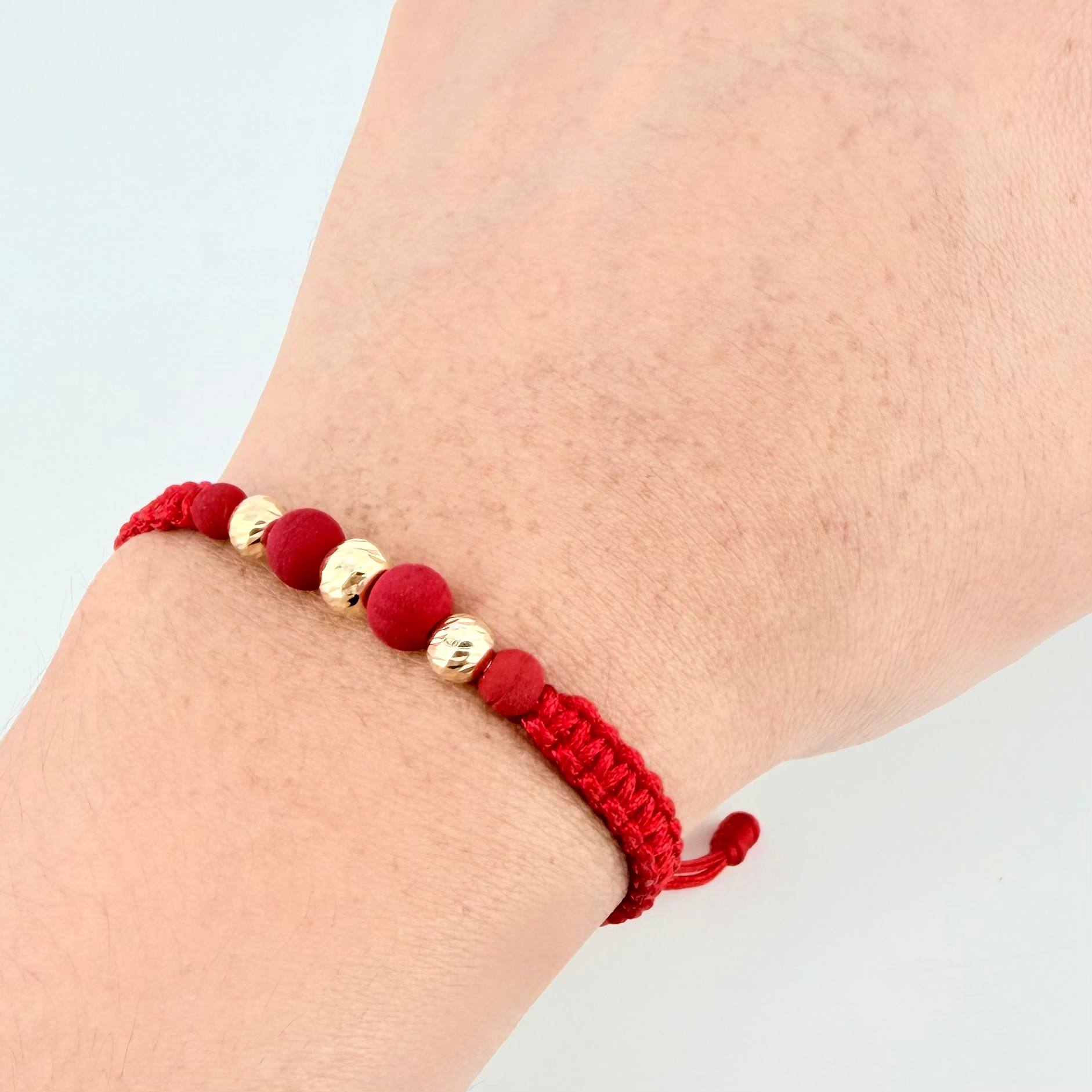 Pulsera Roja Neo Rayado 3und / 5mm-6mm Oro Amarillo 18K  (A.C)