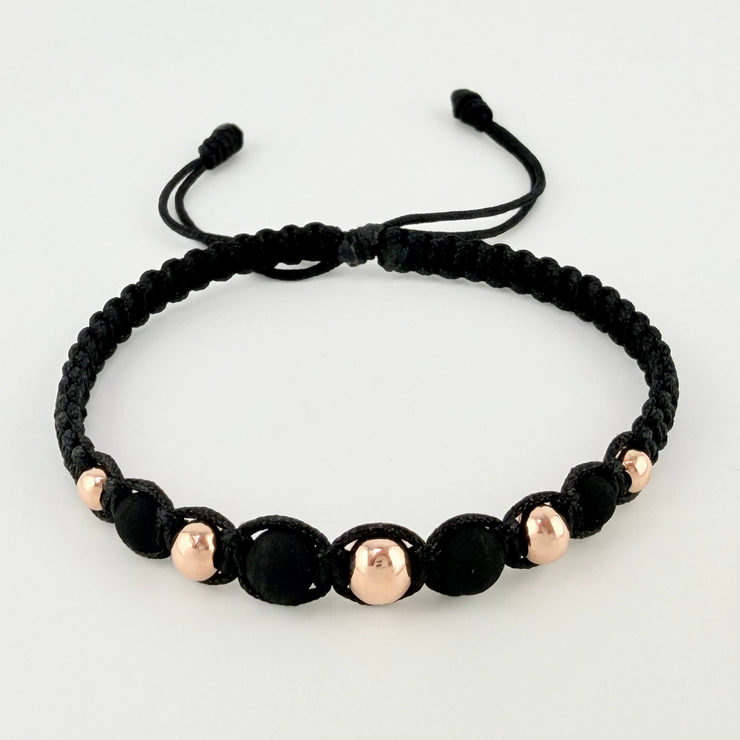 Pulsera Negra Penta Neo 5und / 4mm-6mm Oro Rosa 18K  (A.C)