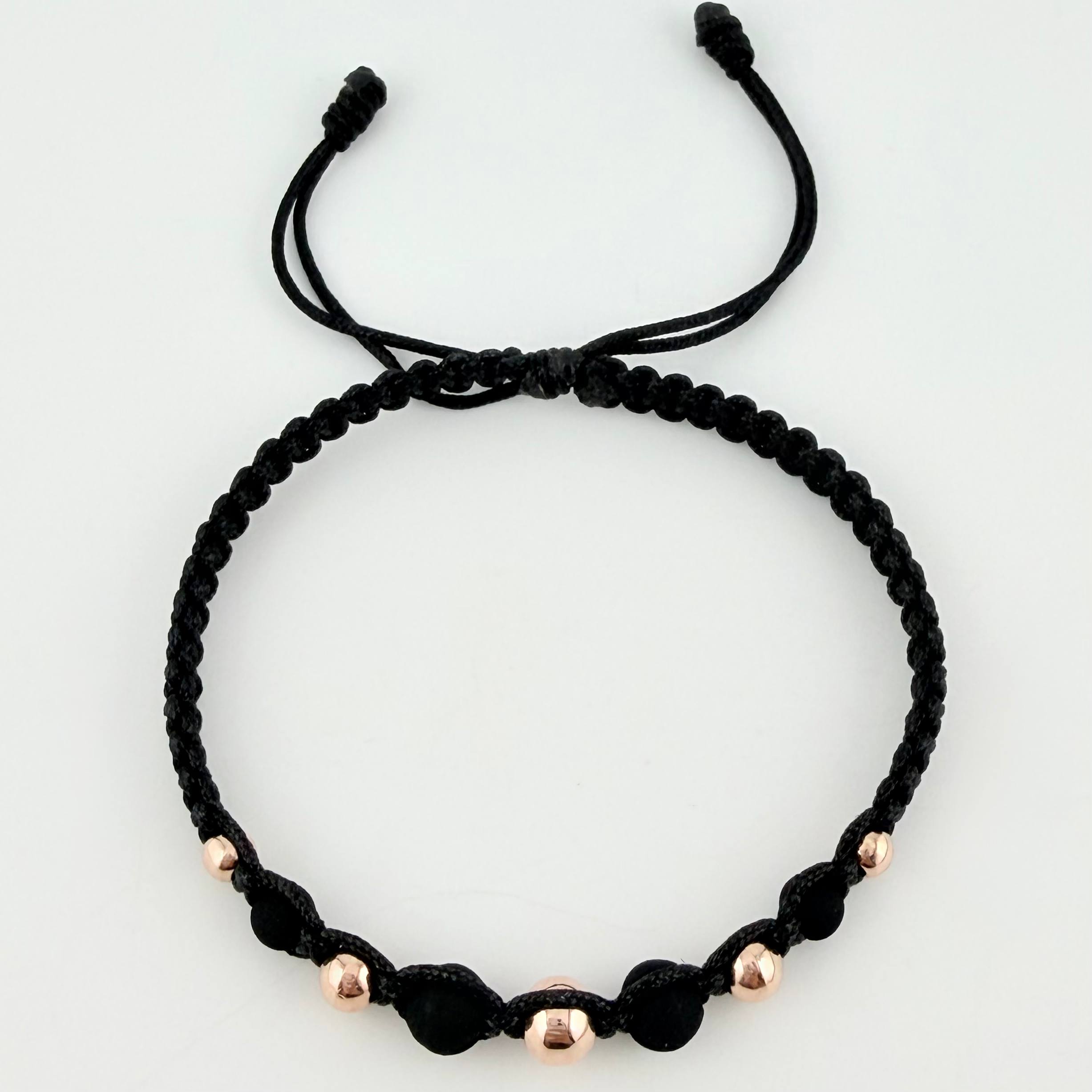 Pulsera Negra Penta Neo 5und / 4mm-6mm Oro Rosa 18K  (A.C)