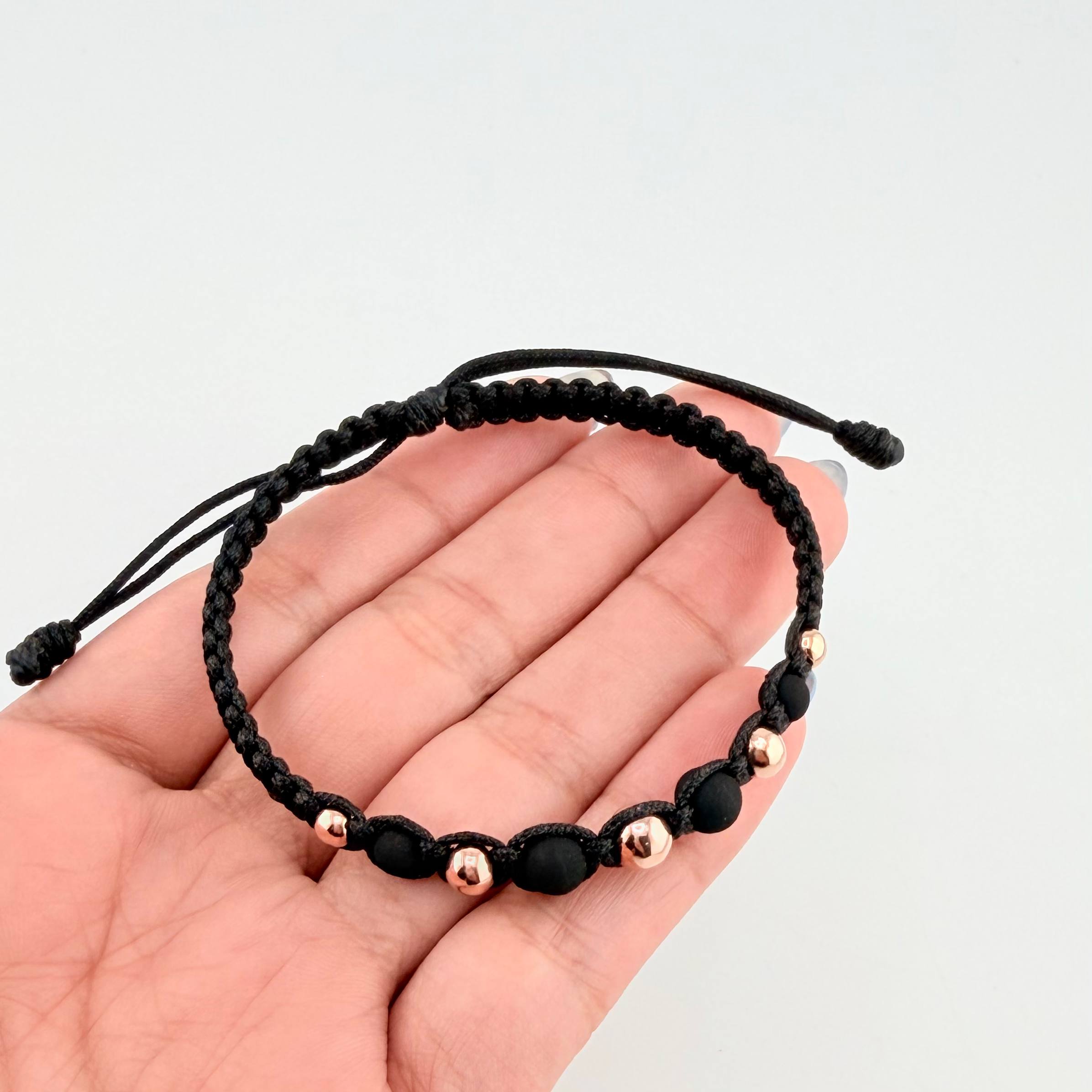 Pulsera Negra Penta Neo 5und / 4mm-6mm Oro Rosa 18K  (A.C)