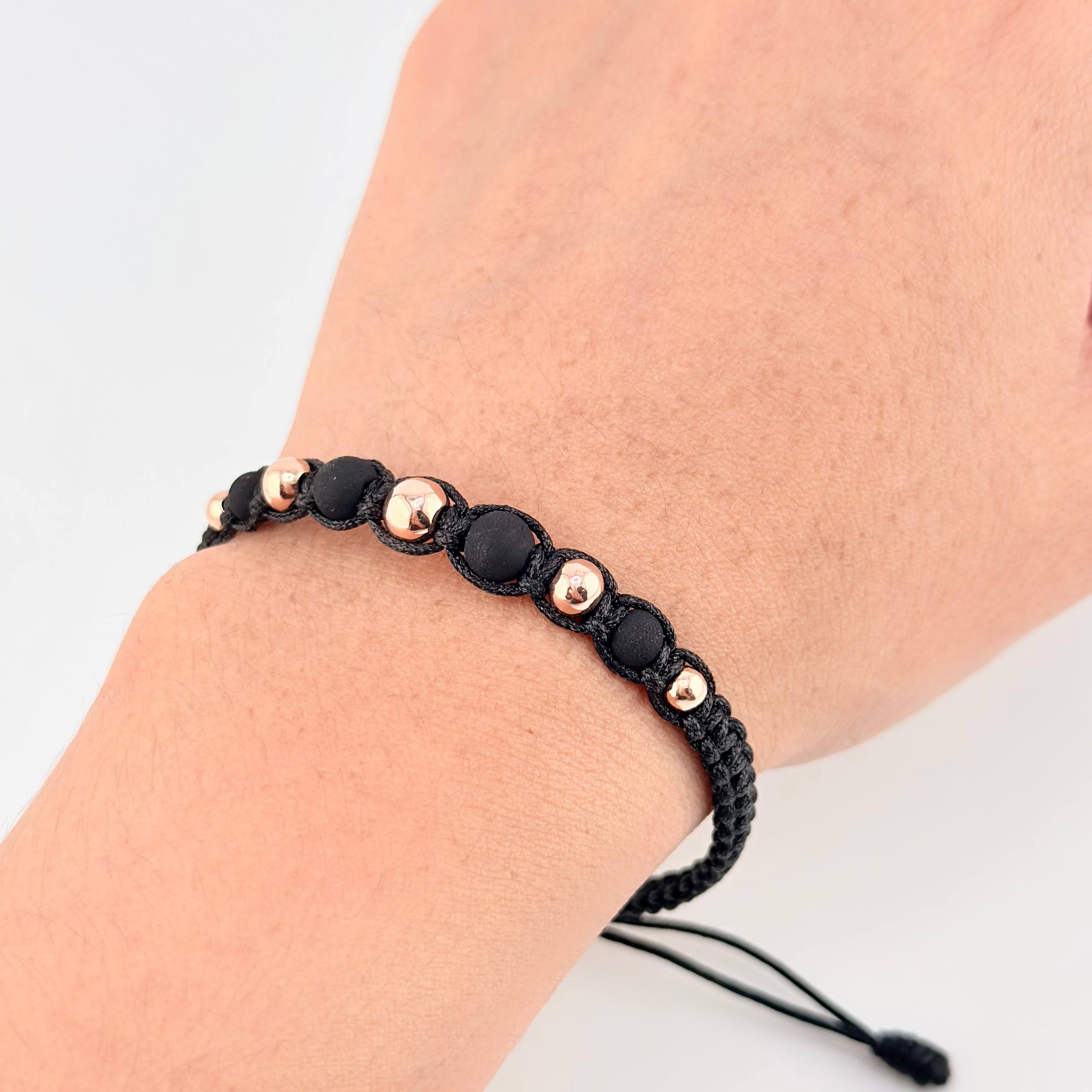 Pulsera Negra Penta Neo 5und / 4mm-6mm Oro Rosa 18K  (A.C)