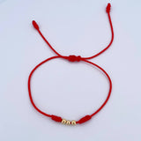 Red Beads Bracelet 3mm 3 Pcs Polished 18K Yellow Gold (A.C)