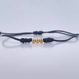 Black Bracelet Beads 3mm 3 Pcs Polished 18K Yellow Gold (A.C)