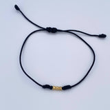 Black Bracelet Beads 3mm 3 Pcs Polished 18K Yellow Gold (A.C)