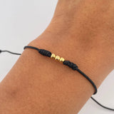 Black Bracelet Beads 3mm 3 Pcs Polished 18K Yellow Gold (A.C)