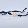 Pulsera Negra Herraje Trebol 0.45gr / Nacar Blanco Oro Amarillo 18K &