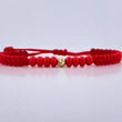 Pulsera Roja Mostazillas 4mm 1 Und Bola Diamantada Oro Amarillo 18K (A.C)