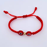 Red Bracelet Turkish Eyes 4mm 1 Pc Diamond Cut Bead 18K Gold
