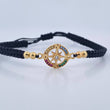 Pulsera Negra Herraje Estrella Cardinal 2.05gr / 4mm Bolas Lisas Circones Colores Oro Amarillo 18K &