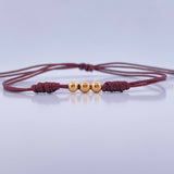 Pulsera Café Bolas 3mm 3 und Lisas Oro Amarillo 18K (A.C)