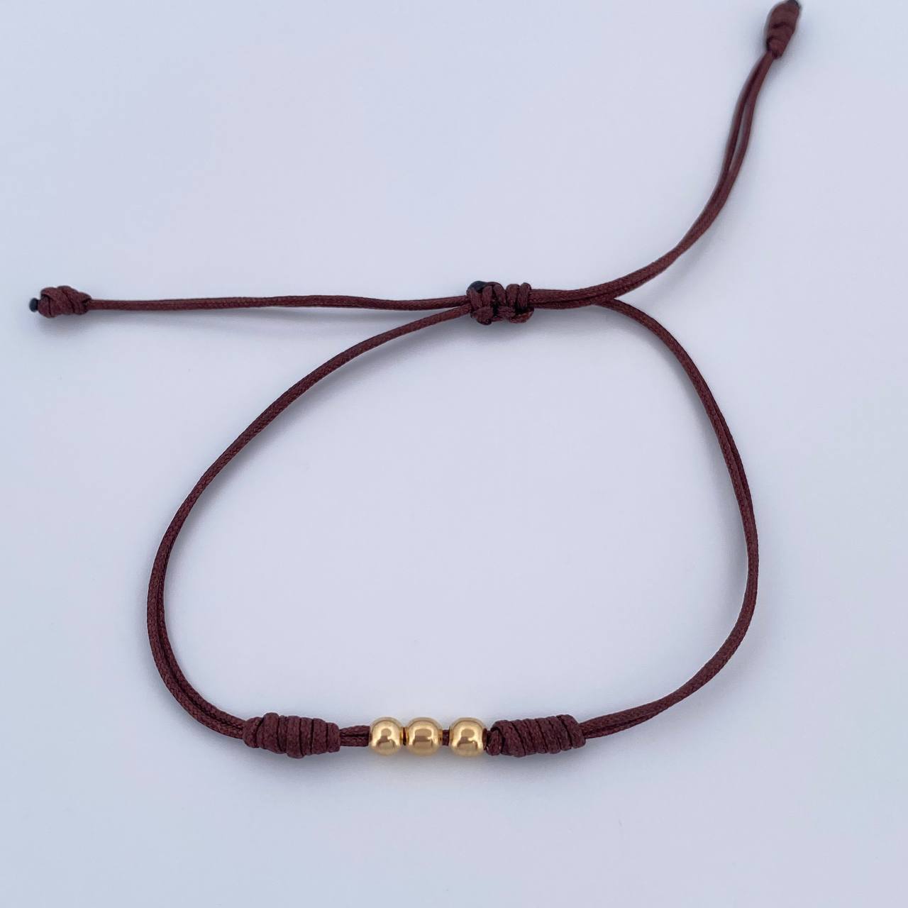 Pulsera Café Bolas 3mm 3 und Lisas Oro Amarillo 18K (A.C)