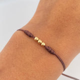 Pulsera Café Bolas 3mm 3 und Lisas Oro Amarillo 18K (A.C)