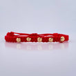 Red Beads Bracelet 4mm 5 Units Diamond Cut 18K Gold