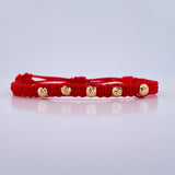 Red Beads Bracelet 4mm 5 Units Diamond Cut 18K Gold