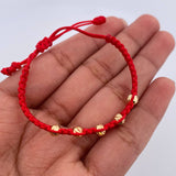 Red Beads Bracelet 4mm 5 Units Diamond Cut 18K Gold