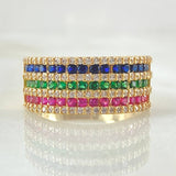 Triple Channel Inlaid Ring 5.5gr / Size 8 / 18K Yellow Gold *