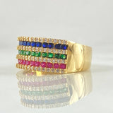 Triple Channel Inlaid Ring 5.5gr / Size 8 / 18K Yellow Gold *