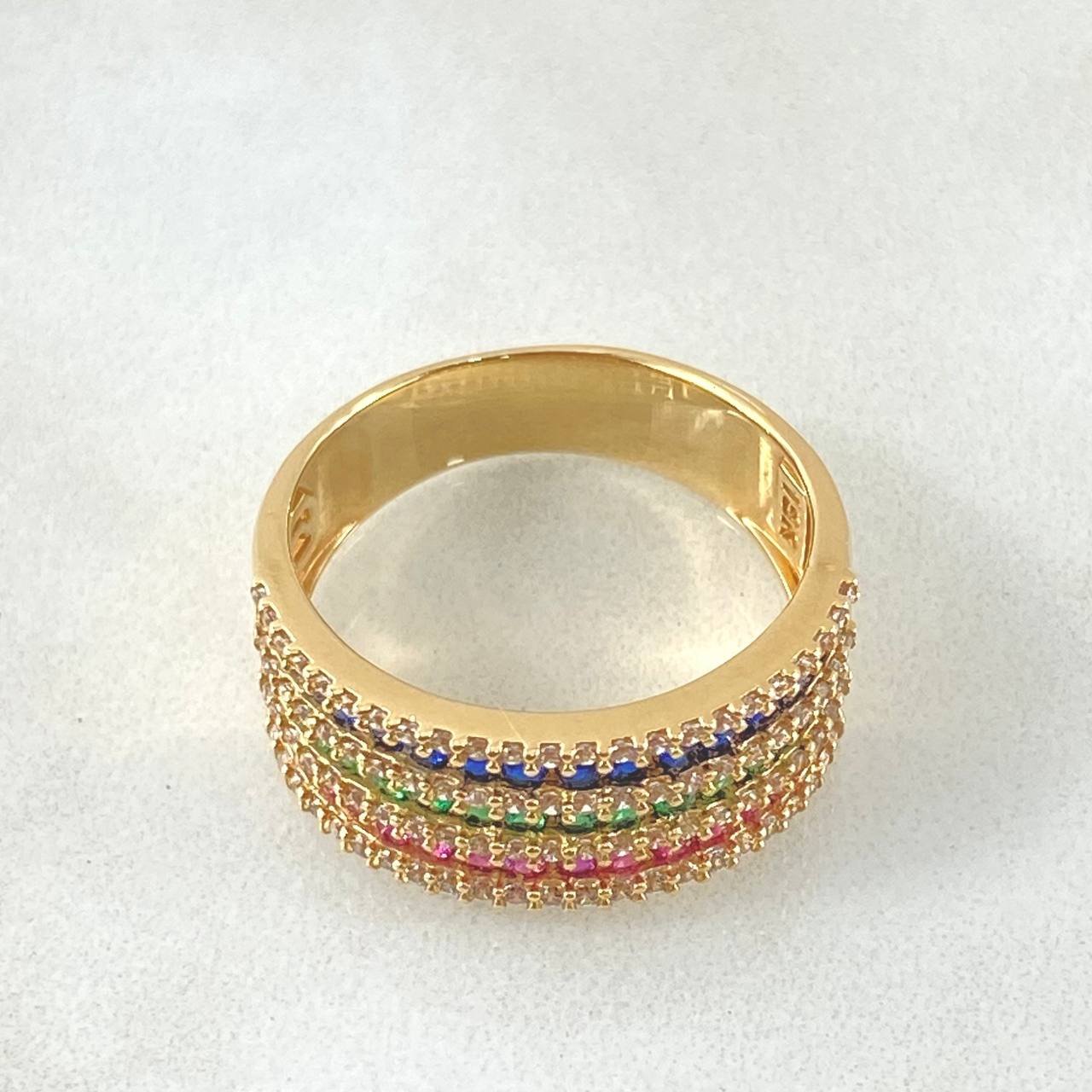 Triple Channel Inlaid Ring 5.5gr / Size 8 / 18K Yellow Gold *