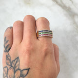 Triple Channel Inlaid Ring 5.5gr / Size 8 / 18K Yellow Gold *
