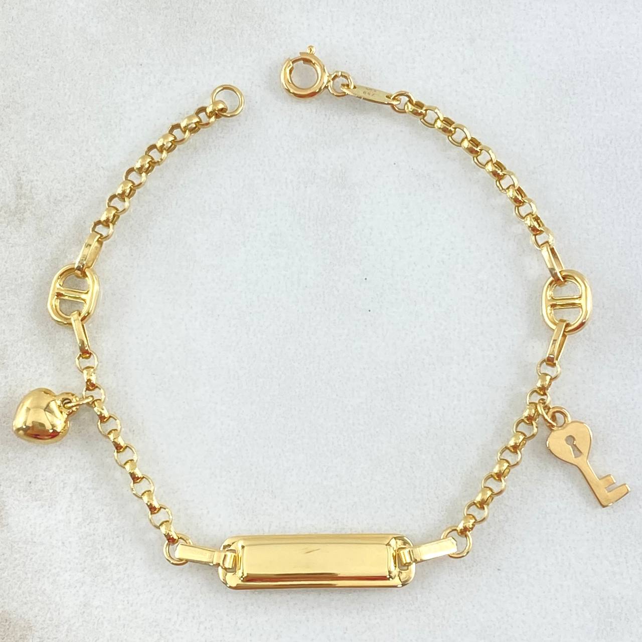 Bracelet Roll-On Plate Bracelet 2.9gr / 5.9in / Heart-Key 18K Gold +4©