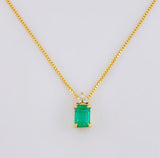 Set Cadena Veneciana + Dije Recuadro Tupido Esmeralda 162qts 16pts Diamante / 4.35g / 16 in Oro Amarillo 18K