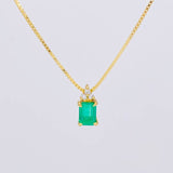 Set Cadena Veneciana + Dije Recuadro Tupido Esmeralda 162qts 16pts Diamante / 4.35g / 16 in Oro Amarillo 18K