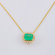 Set Cadena Veneciana + Dije Tri Cuadro Esmeralda 60pts 01pts Diamante / 2.95g / 16 in Oro Amarillo 18K