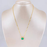 Set Cadena Veneciana + Dije Tri Cuadro Esmeralda 60pts 01pts Diamante / 2.95g / 16 in Oro Amarillo 18K