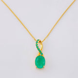 Venetian Chain + Atonic Oval Emerald Pendant 182pts / 4.3g / 16 in Yellow Gold 18K