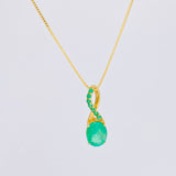 Venetian Chain + Atonic Oval Emerald Pendant 182pts / 4.3g / 16 in Yellow Gold 18K
