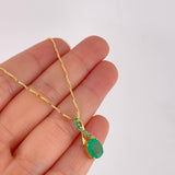 Venetian Chain + Atonic Oval Emerald Pendant 182pts / 4.3g / 16 in Yellow Gold 18K