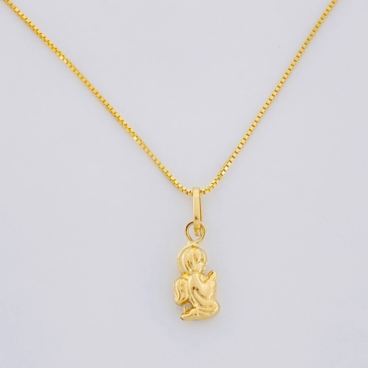 Set Venetian Chain + Angel Pendant / 1.3g / 16 in Yellow Gold 18K