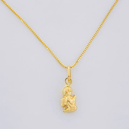Set Cadena Veneciana + Dije Angel / 1.3g / 16 in Oro Amarillo 18K