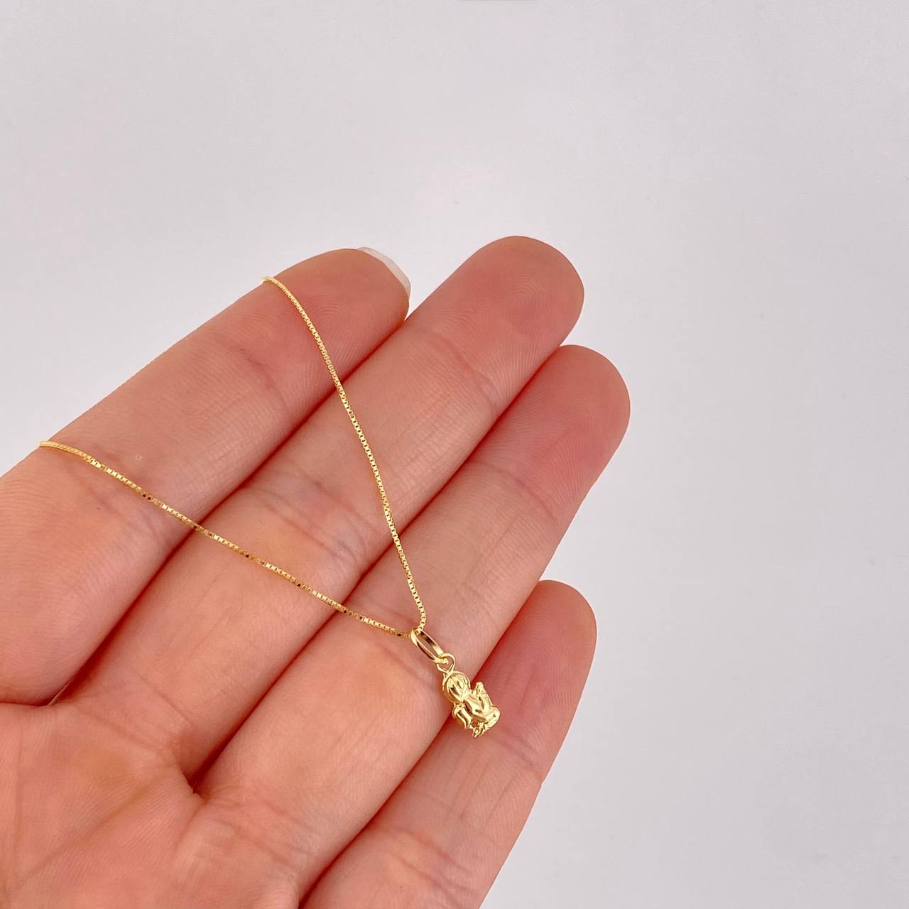 Set Venetian Chain + Angel Pendant / 1.5g / 20 in 18K Yellow Gold
