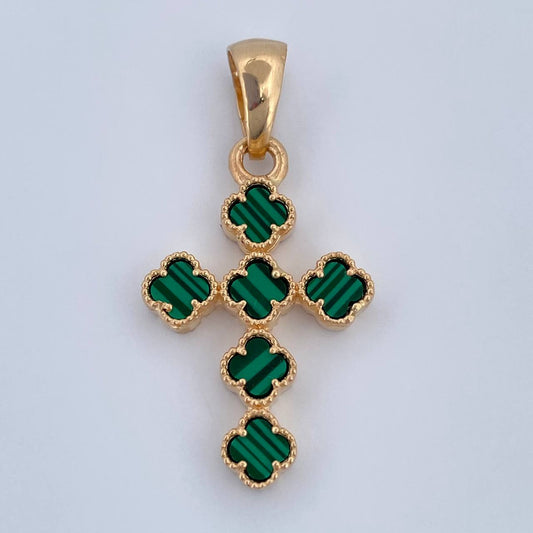 Pendant Clover Cross 3.1gr / 3.1cm / 18K Yellow Gold &
