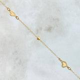 Anklet Classic Link Heart 2.15gr / 9.4-9.8in / 1.4mm Beads Polished 3mm 18K Gold +4©