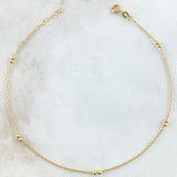 Anklet Classic Link 1.5gr / 9.1-9.6in / 1mm Beads Polished 2mm 18K Gold +4$
